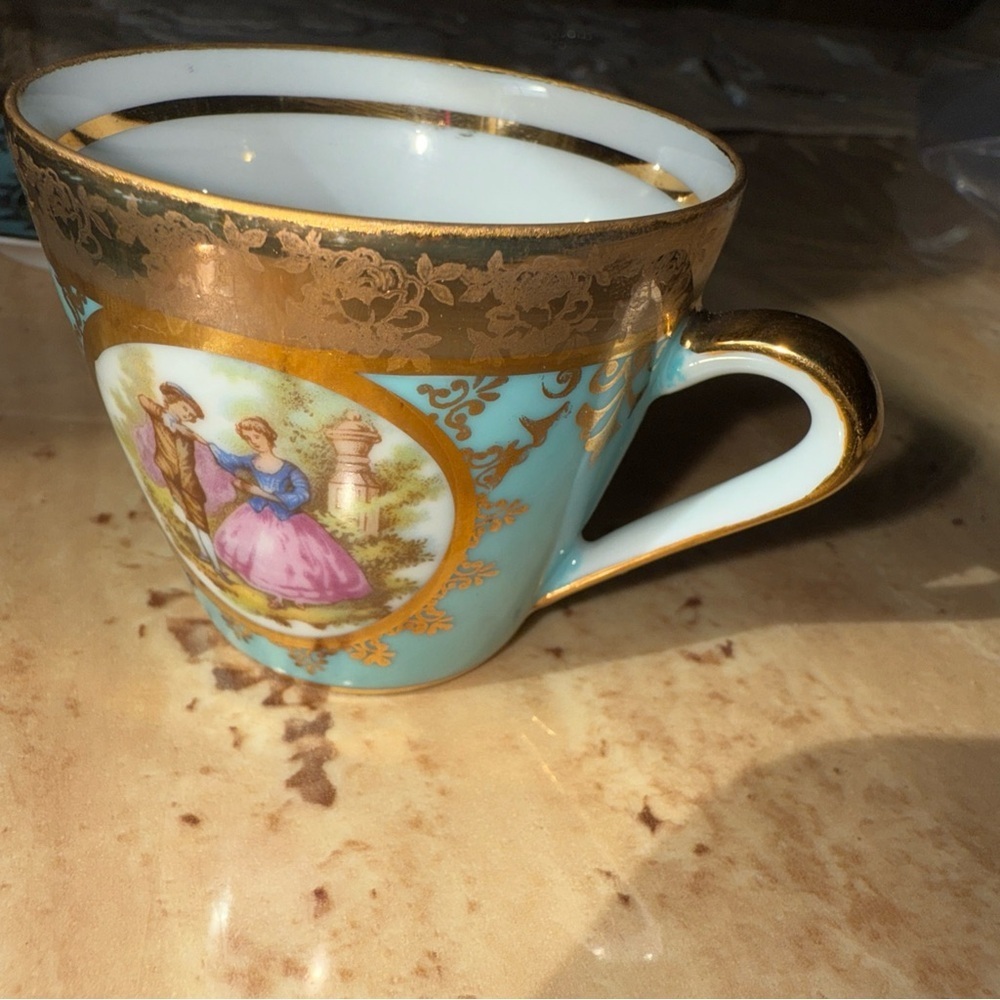 Adler Fragonard Love Story Gold Filigree Small Cup and Saucer - Picture 9 of 9